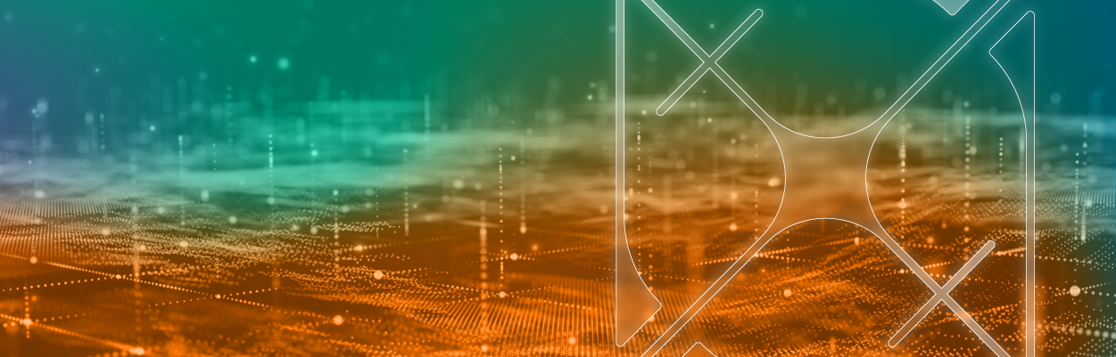Orange and Green ombre background with icon on right side