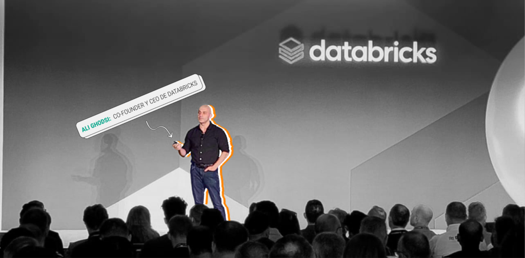 Ali Ghodsi en su conferencia en el Data + AI Summit de Databricks en 2023